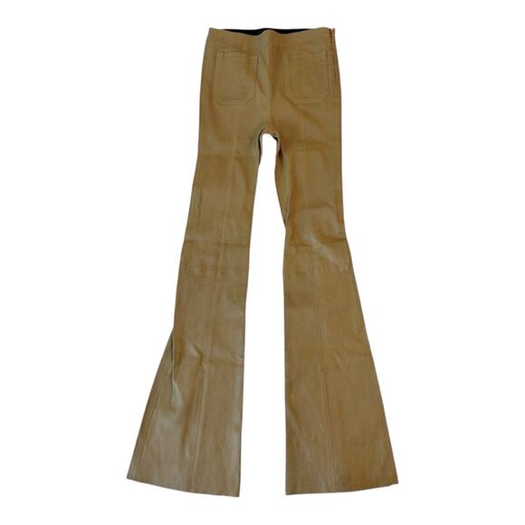 SPRWMN Patch Pockets Flare Leather Pants Green NWT - Picture 1 of 16